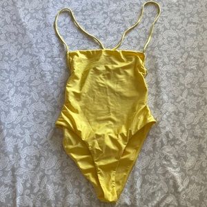 Lovers + friends yellow one piece swimsuit size L